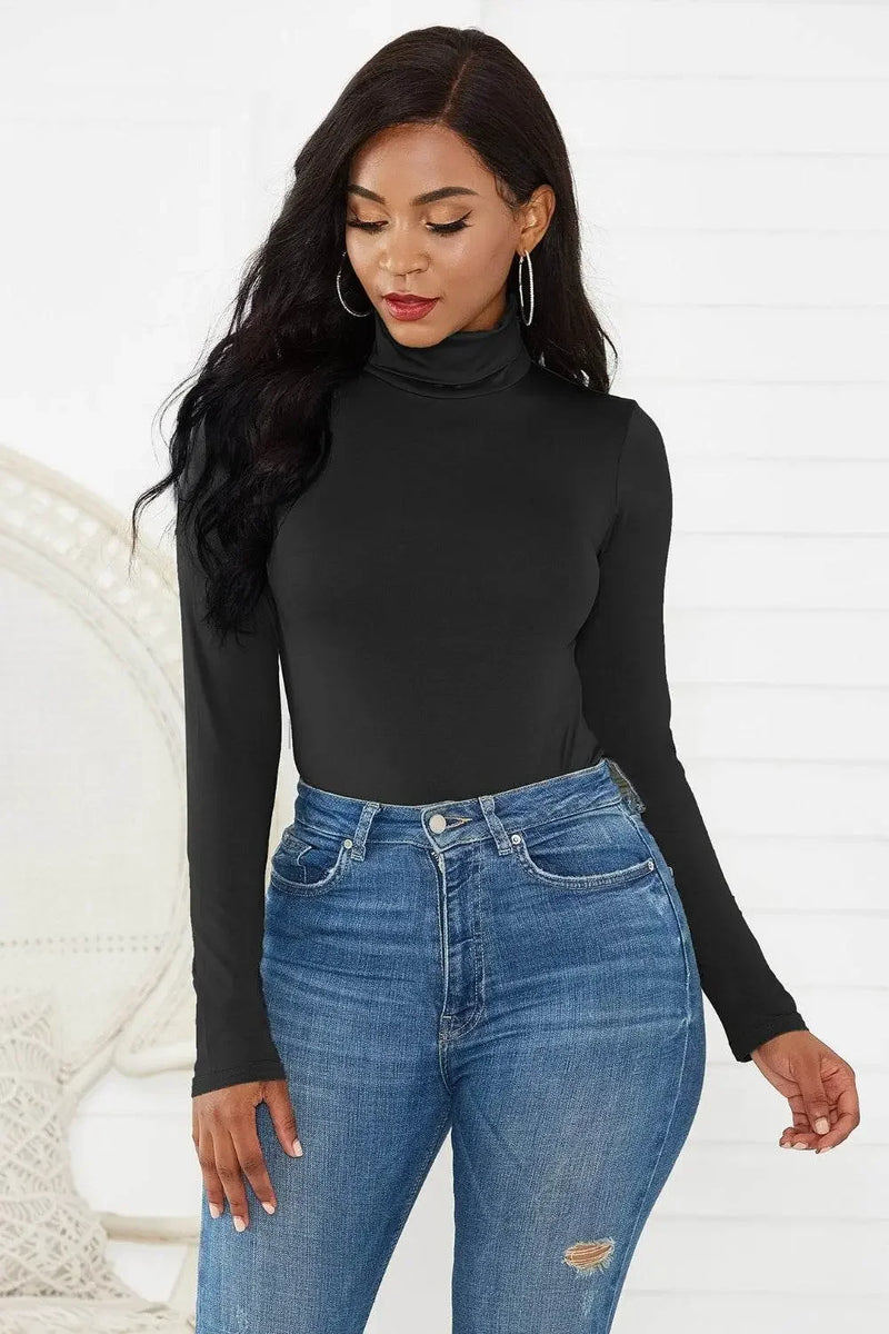 Classy Turtleneck Long Sleeve Bodysuit - IVORYNN