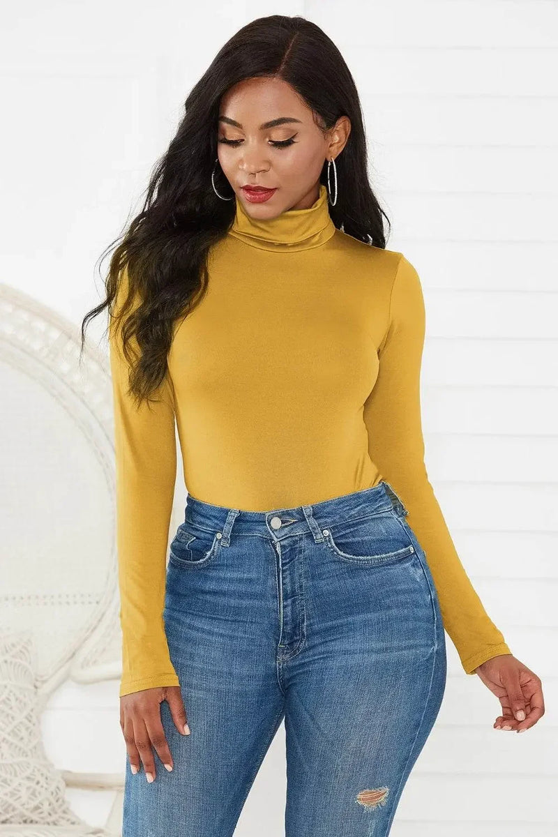 Classy Turtleneck Long Sleeve Bodysuit - IVORYNN