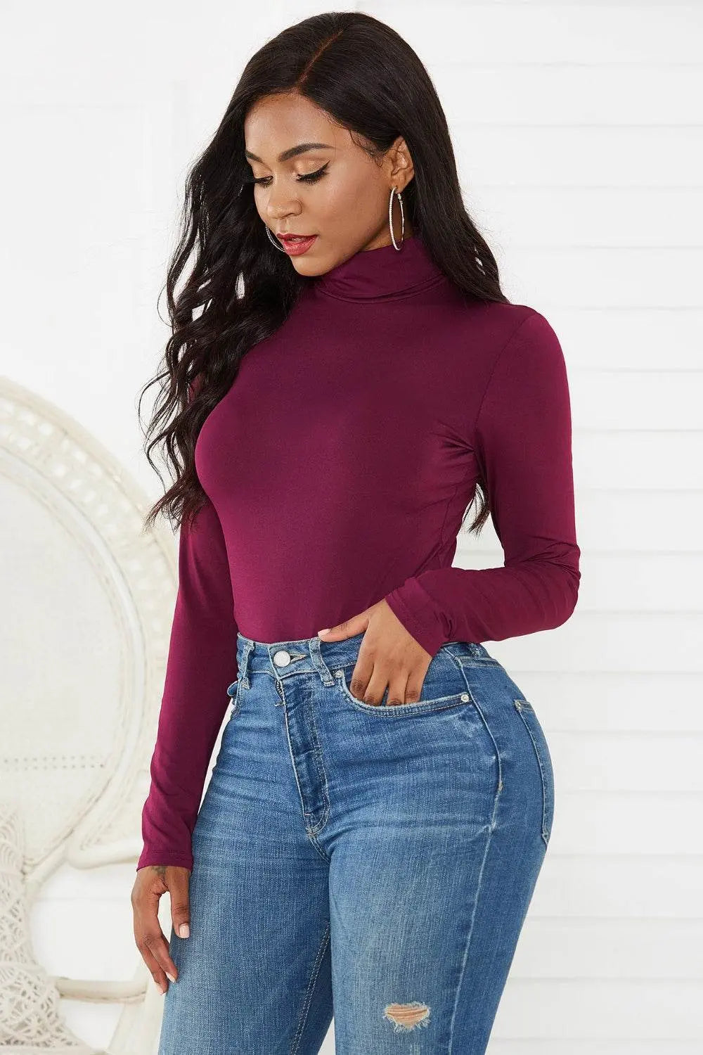Classy Turtleneck Long Sleeve Bodysuit - IVORYNN