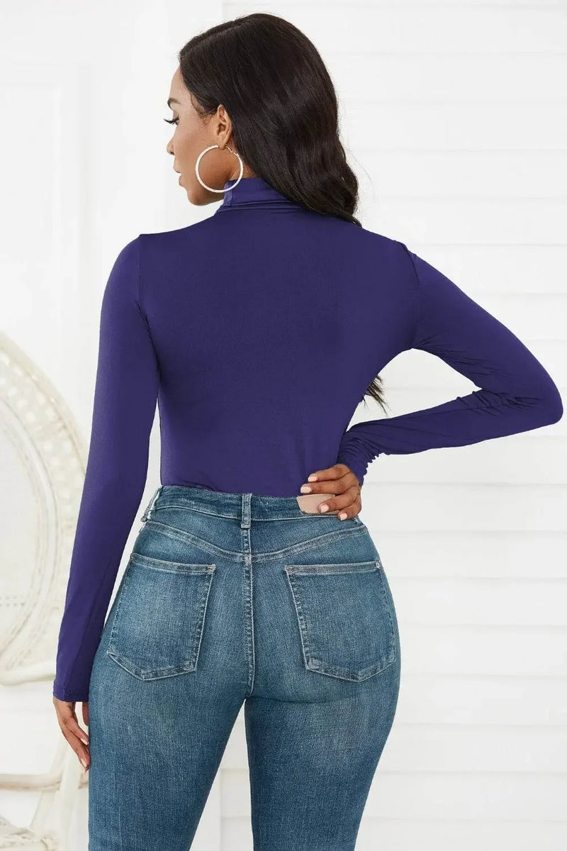 Classy Turtleneck Long Sleeve Bodysuit - IVORYNN