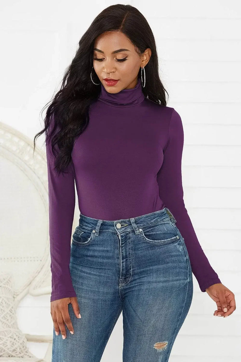 Classy Turtleneck Long Sleeve Bodysuit - IVORYNN