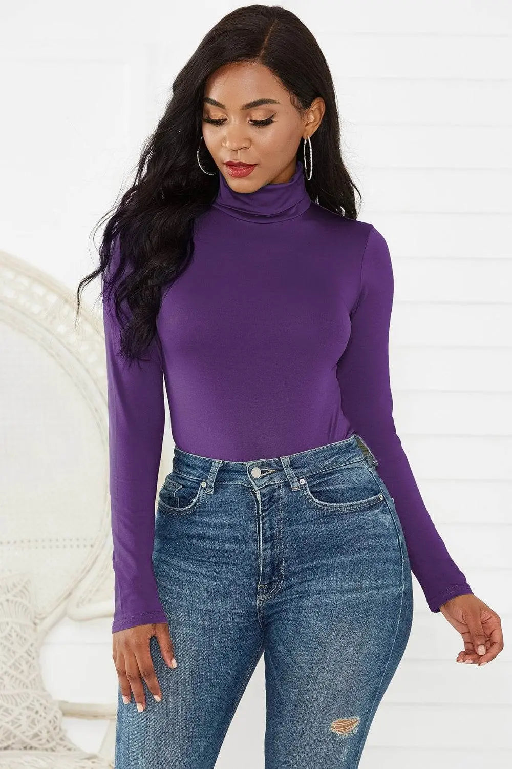 Classy Turtleneck Long Sleeve Bodysuit - IVORYNN
