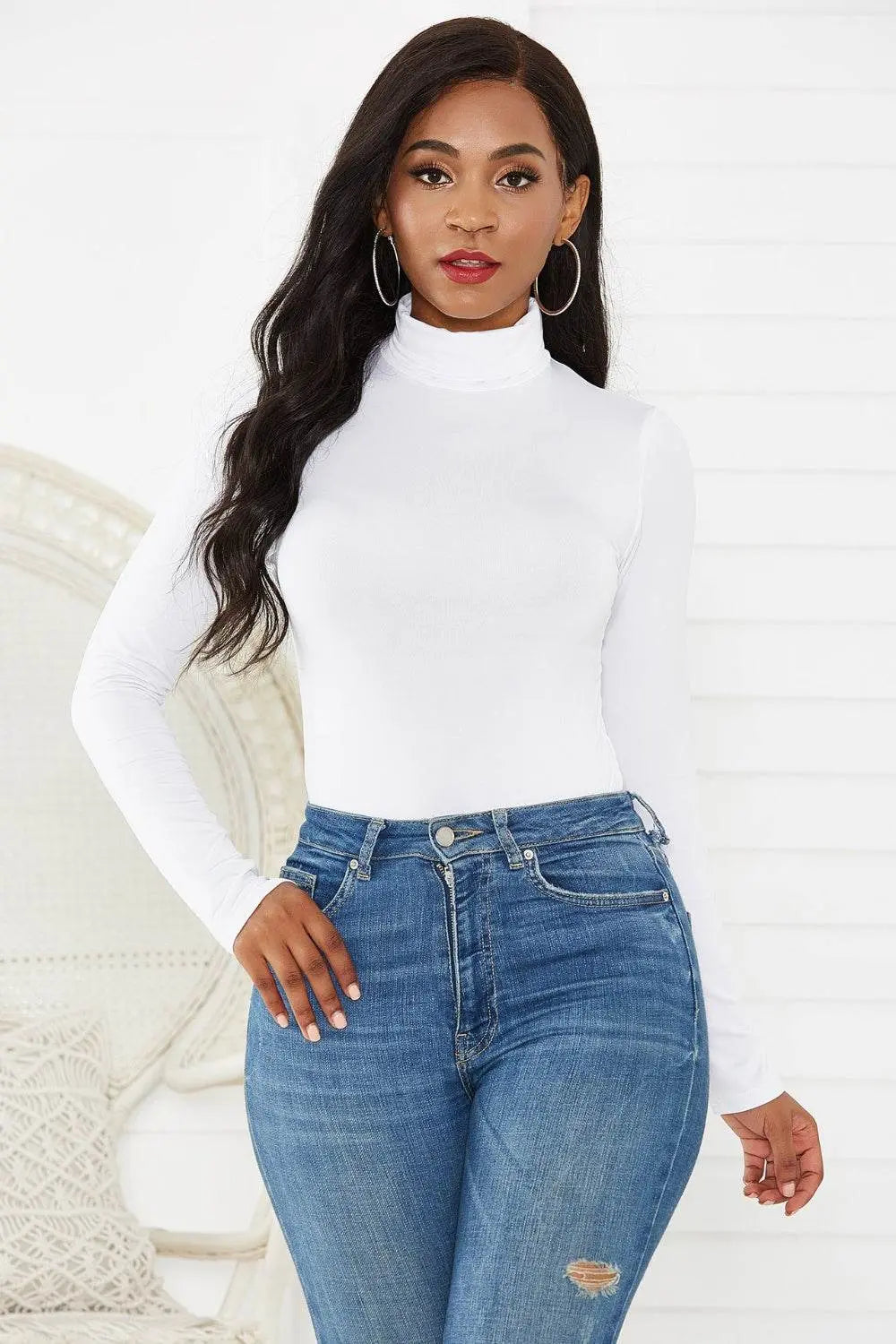 Classy Turtleneck Long Sleeve Bodysuit - IVORYNN