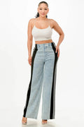 Clean Line Wide Leg Crayola Jeans With Stripe Detail - IVORYNN