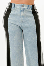 Clean Line Wide Leg Crayola Jeans With Stripe Detail - IVORYNN