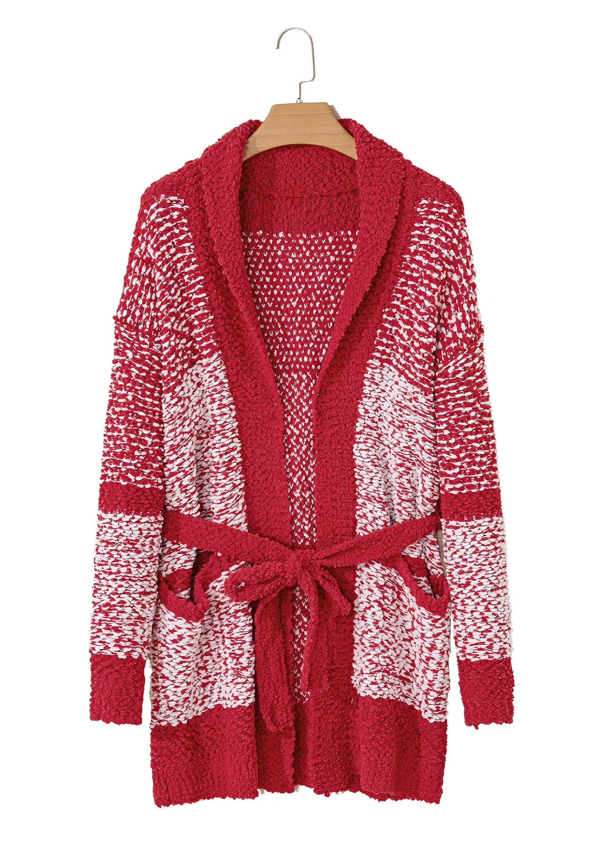 Contrast Trim Open Front Longline Knitted Cardigan - IVORYNN