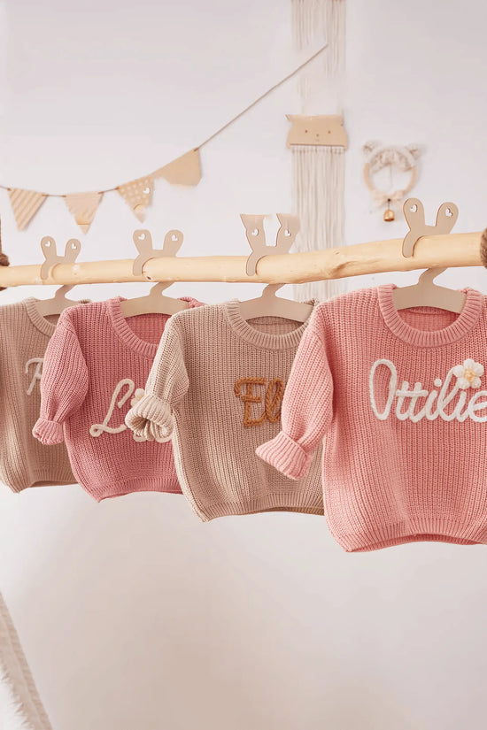 Cotton Hand embroidered Name Baby Sweater - IVORYNN