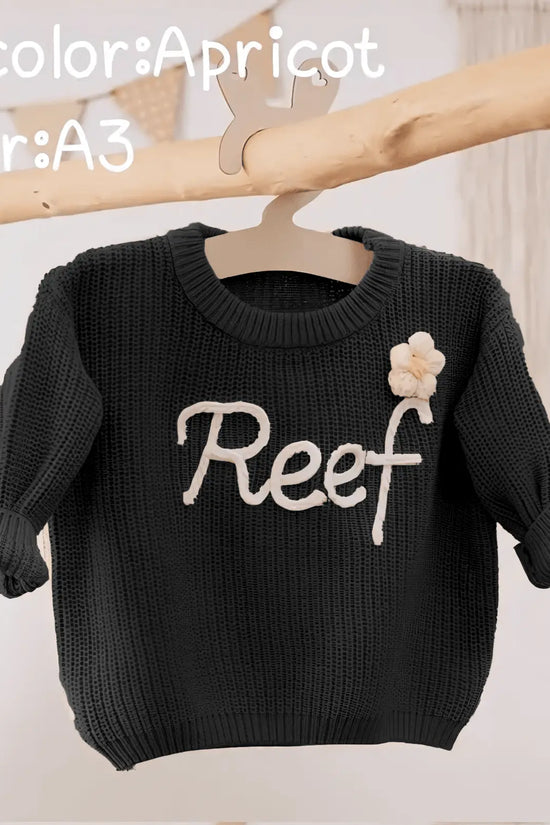 Cotton Hand embroidered Name Baby Sweater - IVORYNN