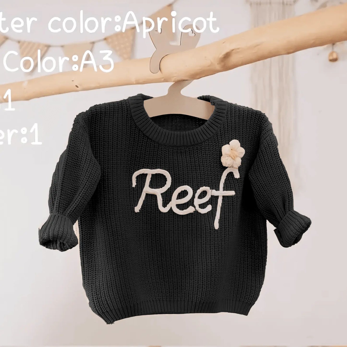 Cotton Hand embroidered Name Baby Sweater - IVORYNN