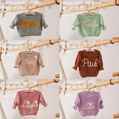 Cotton Hand embroidered Name Baby Sweater - IVORYNN