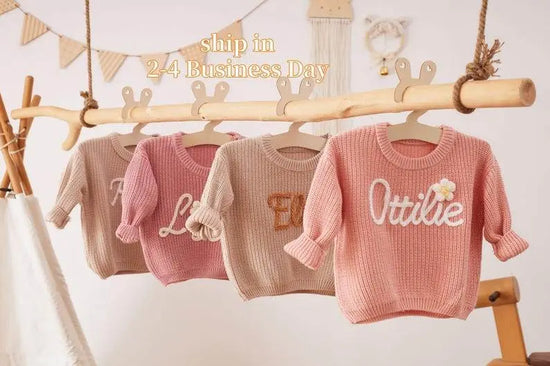 Cotton Hand embroidered Name Baby Sweater - IVORYNN