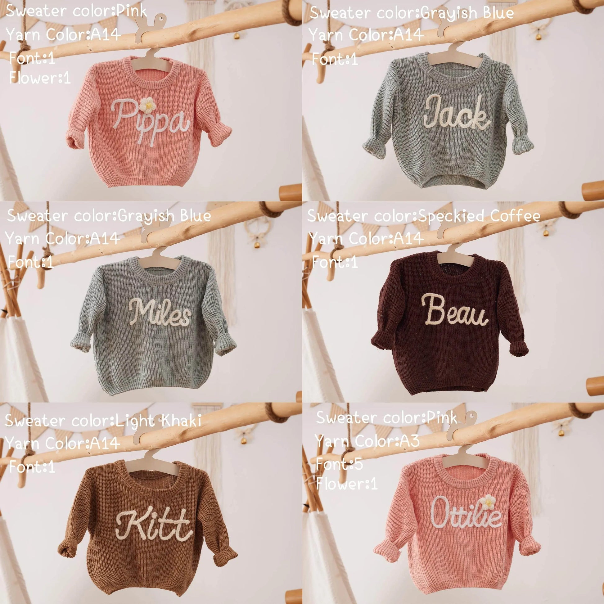 Cotton Hand embroidered Name Baby Sweater - IVORYNN