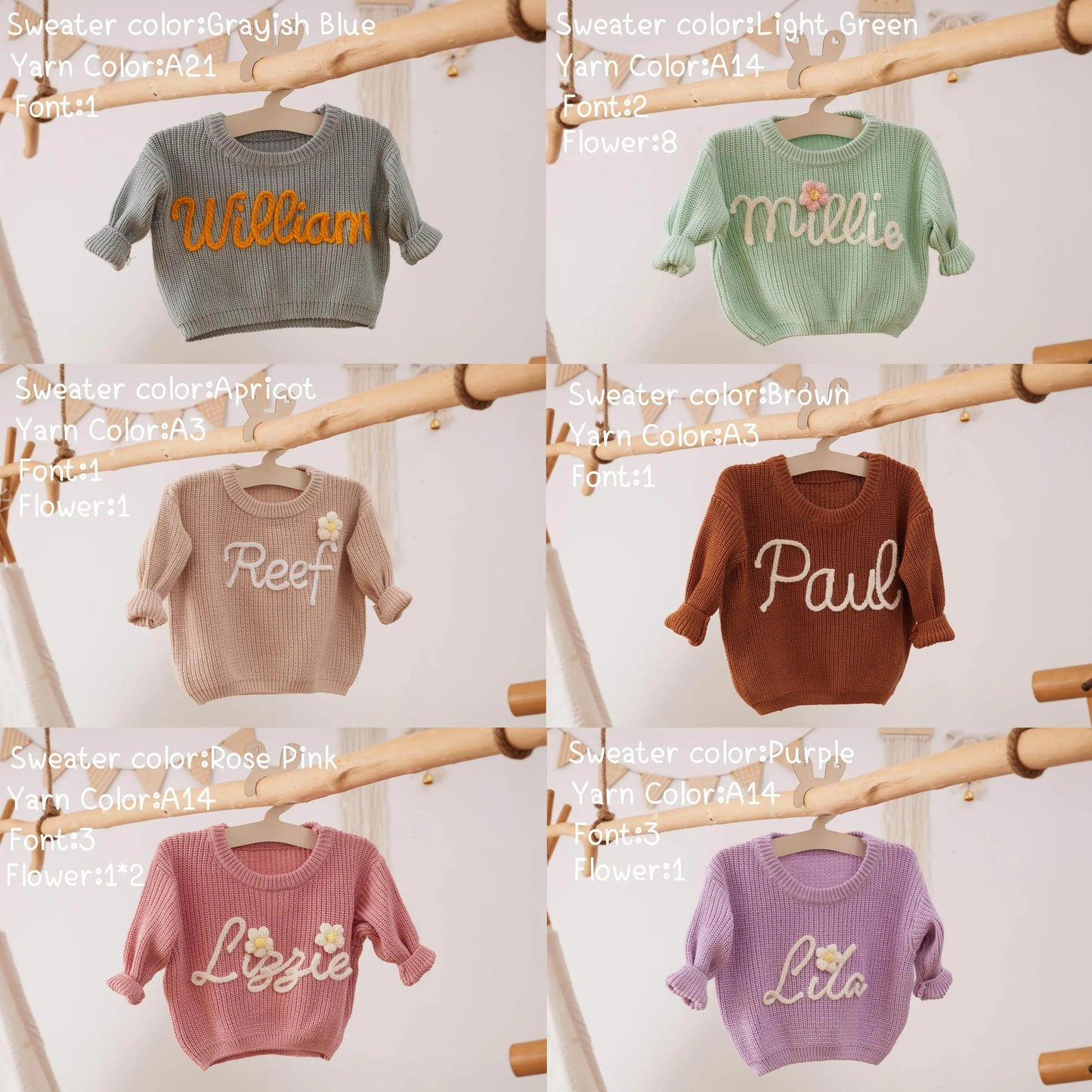 Cotton Hand embroidered Name Baby Sweater - IVORYNN