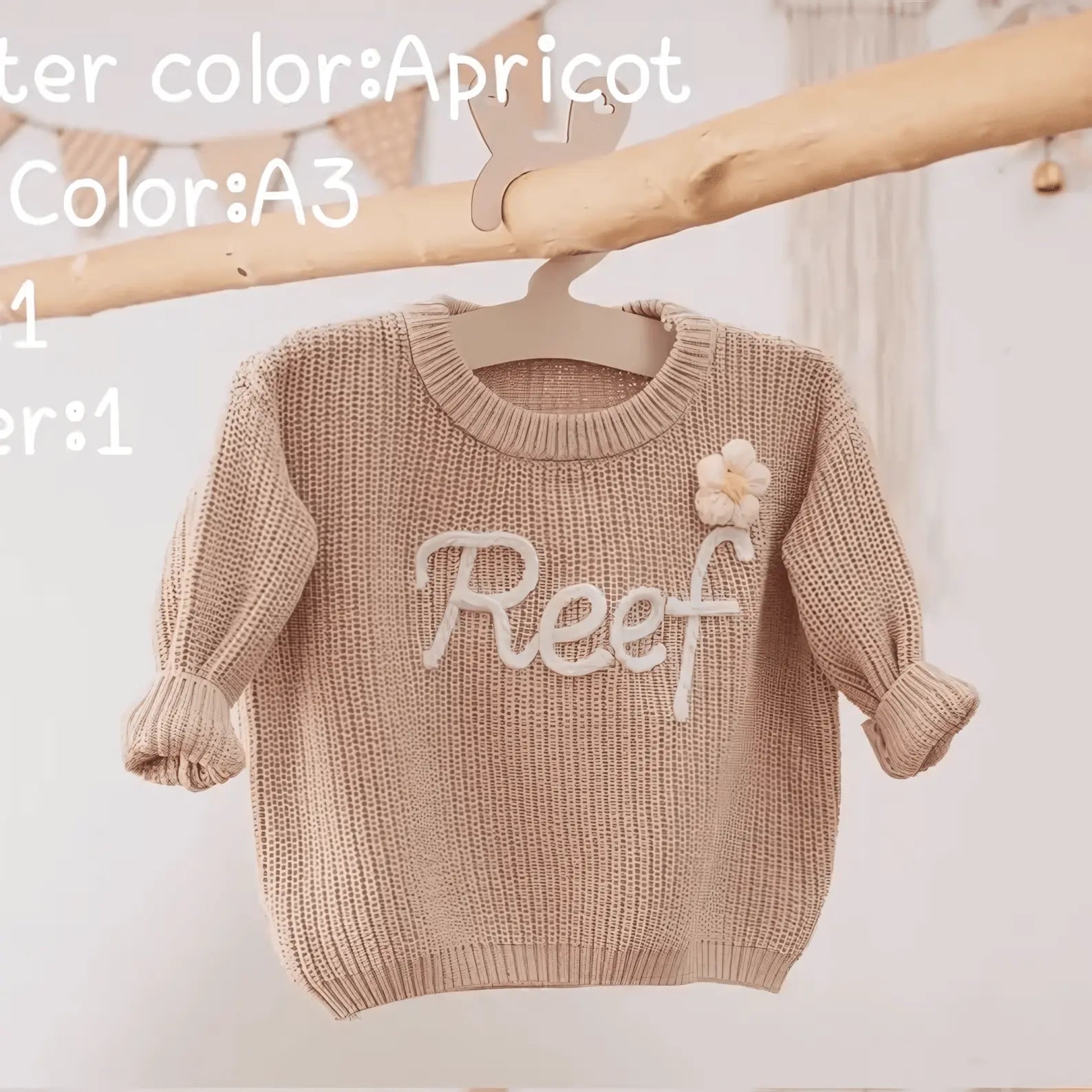 Cotton Hand embroidered Name Baby Sweater - IVORYNN