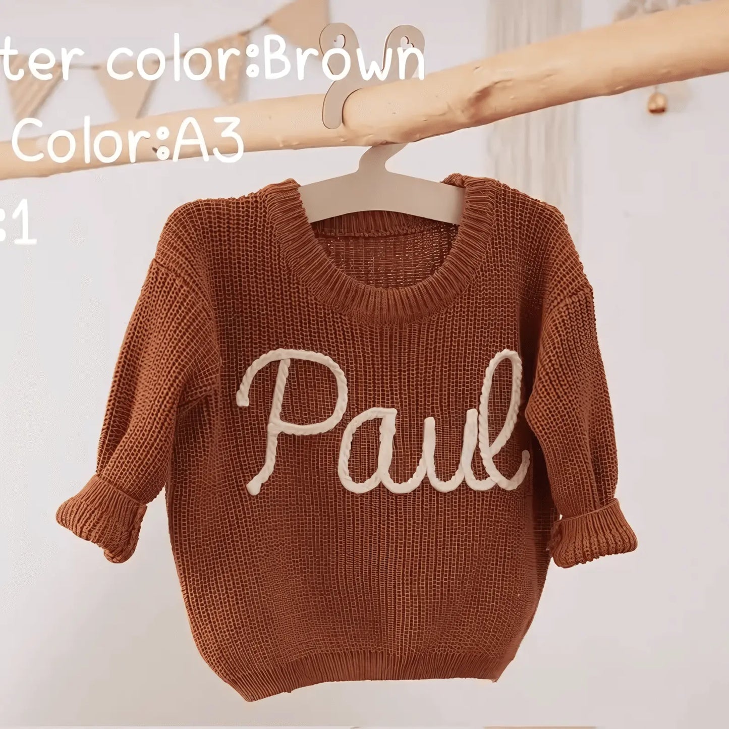 Cotton Hand embroidered Name Baby Sweater - IVORYNN