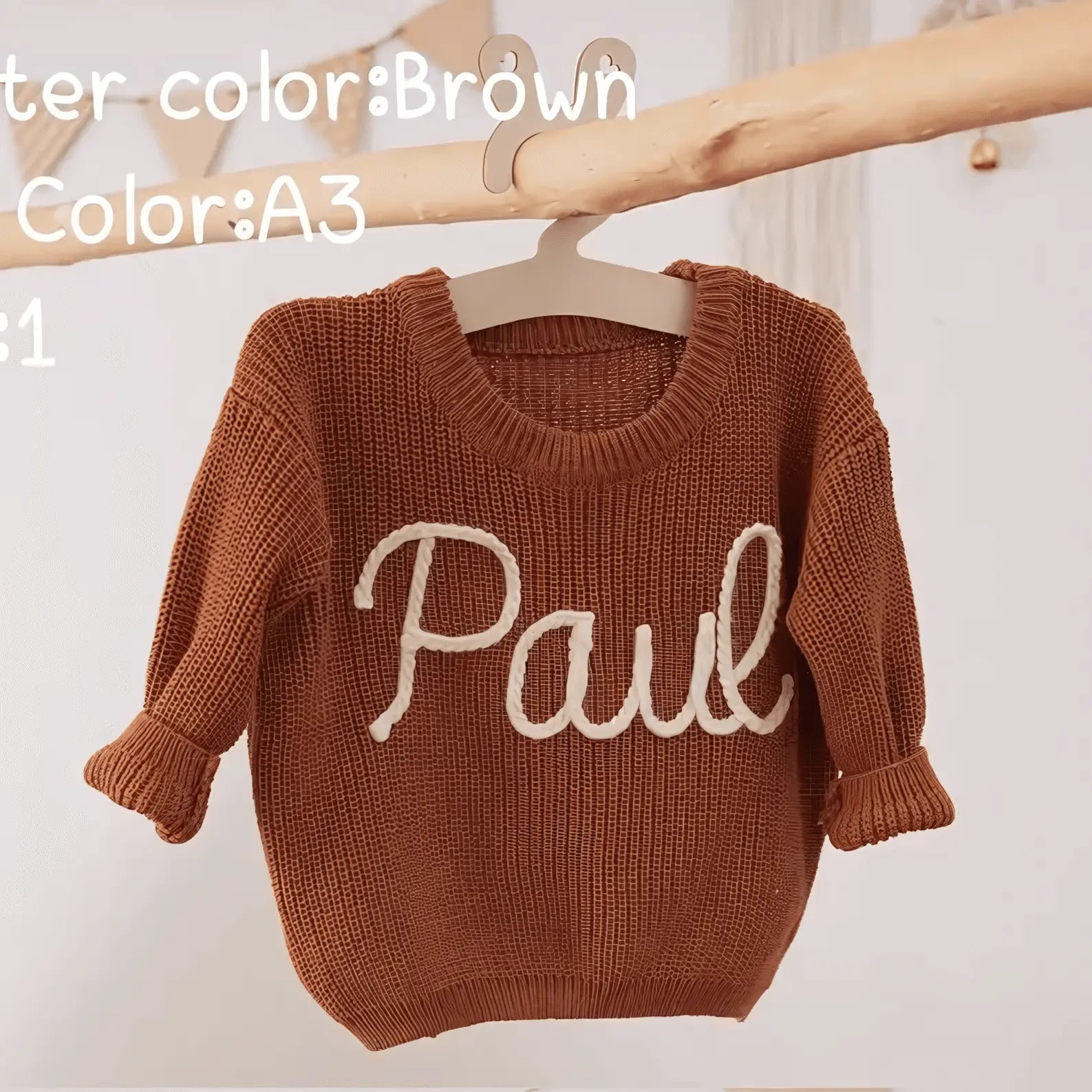 Cotton Hand embroidered Name Baby Sweater - IVORYNN