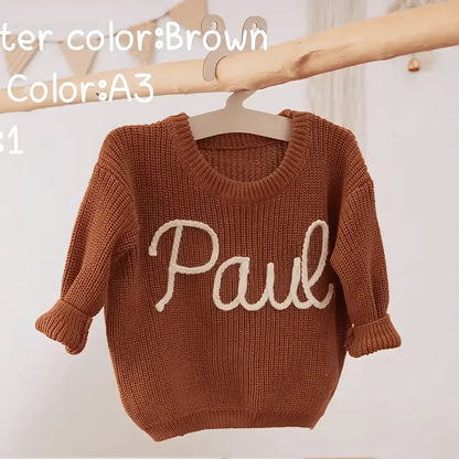 Cotton Hand embroidered Name Baby Sweater - IVORYNN