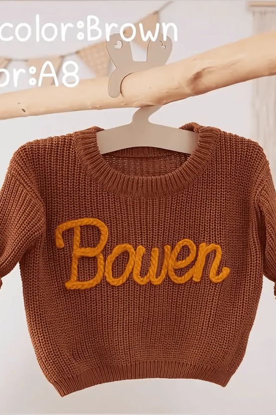 Cotton Hand embroidered Name Baby Sweater - IVORYNN