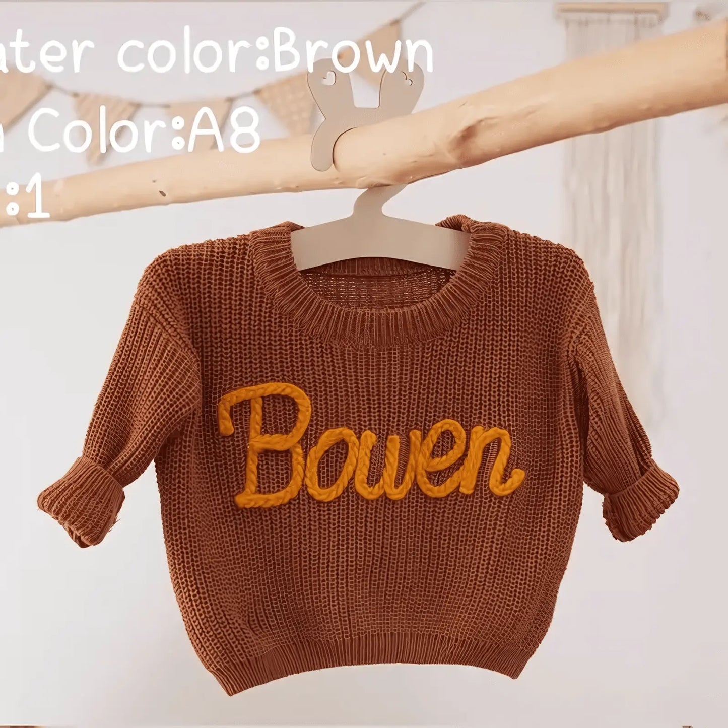 Cotton Hand embroidered Name Baby Sweater - IVORYNN