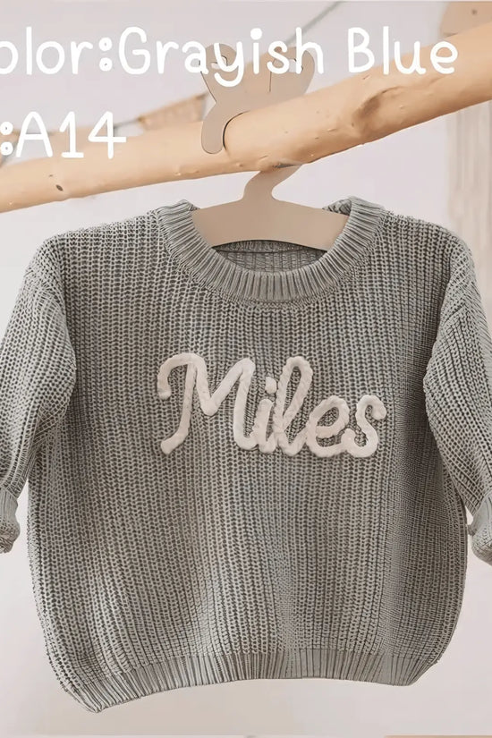 Cotton Hand embroidered Name Baby Sweater - IVORYNN
