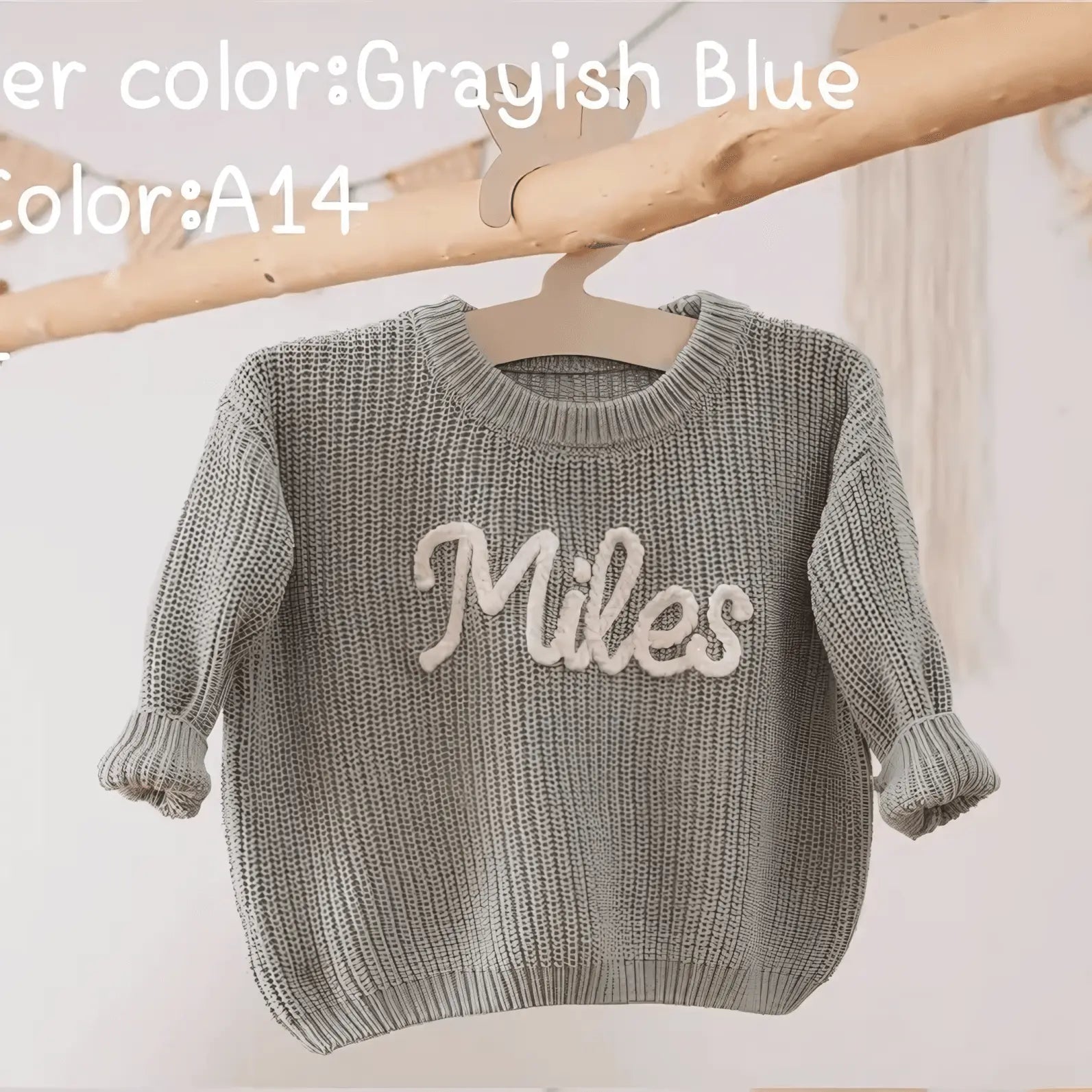 Cotton Hand embroidered Name Baby Sweater - IVORYNN