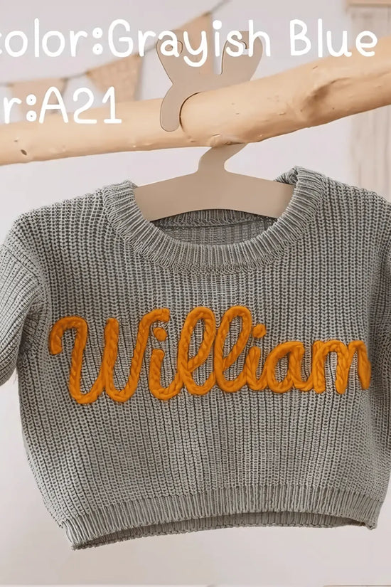 Cotton Hand embroidered Name Baby Sweater - IVORYNN