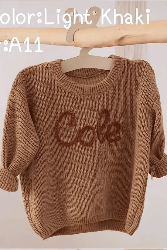 Cotton Hand embroidered Name Baby Sweater - IVORYNN