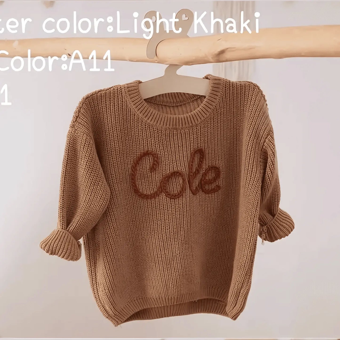 Cotton Hand embroidered Name Baby Sweater - IVORYNN