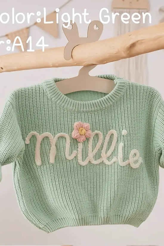 Cotton Hand embroidered Name Baby Sweater - IVORYNN