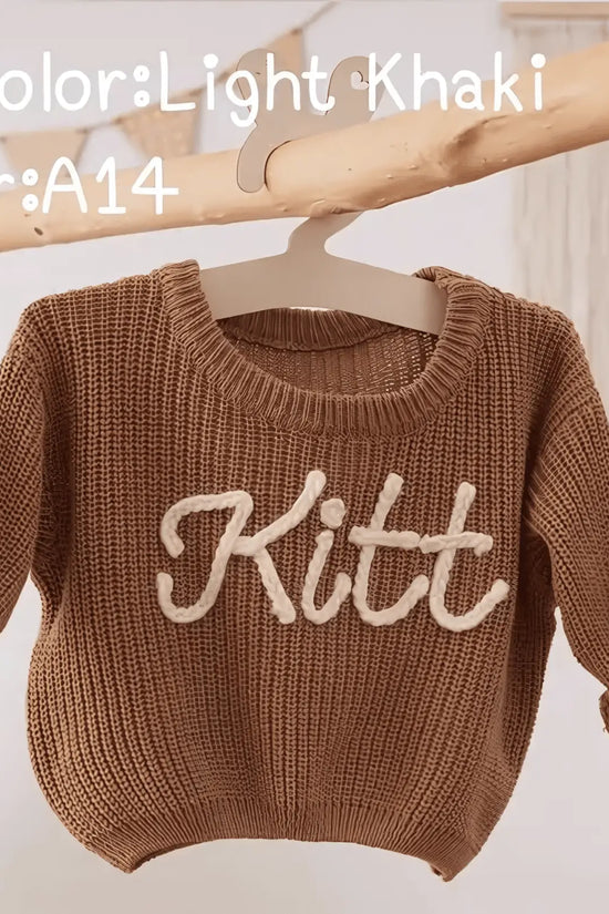 Cotton Hand embroidered Name Baby Sweater - IVORYNN