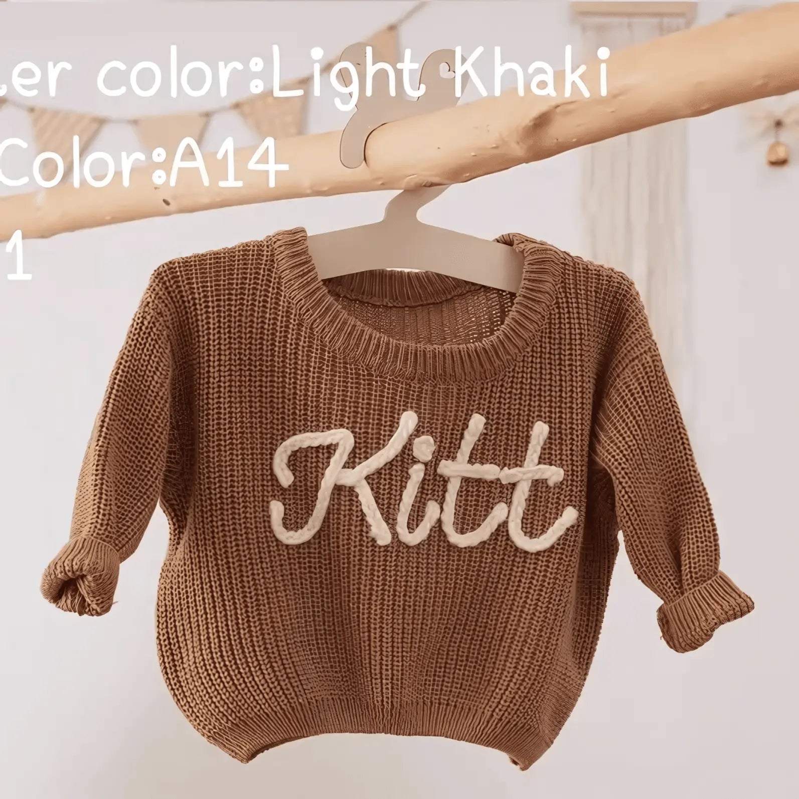 Cotton Hand embroidered Name Baby Sweater - IVORYNN