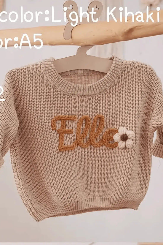 Cotton Hand embroidered Name Baby Sweater - IVORYNN