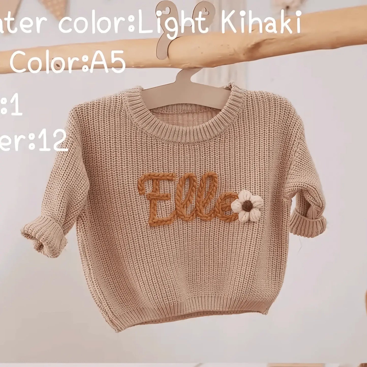 Cotton Hand embroidered Name Baby Sweater - IVORYNN