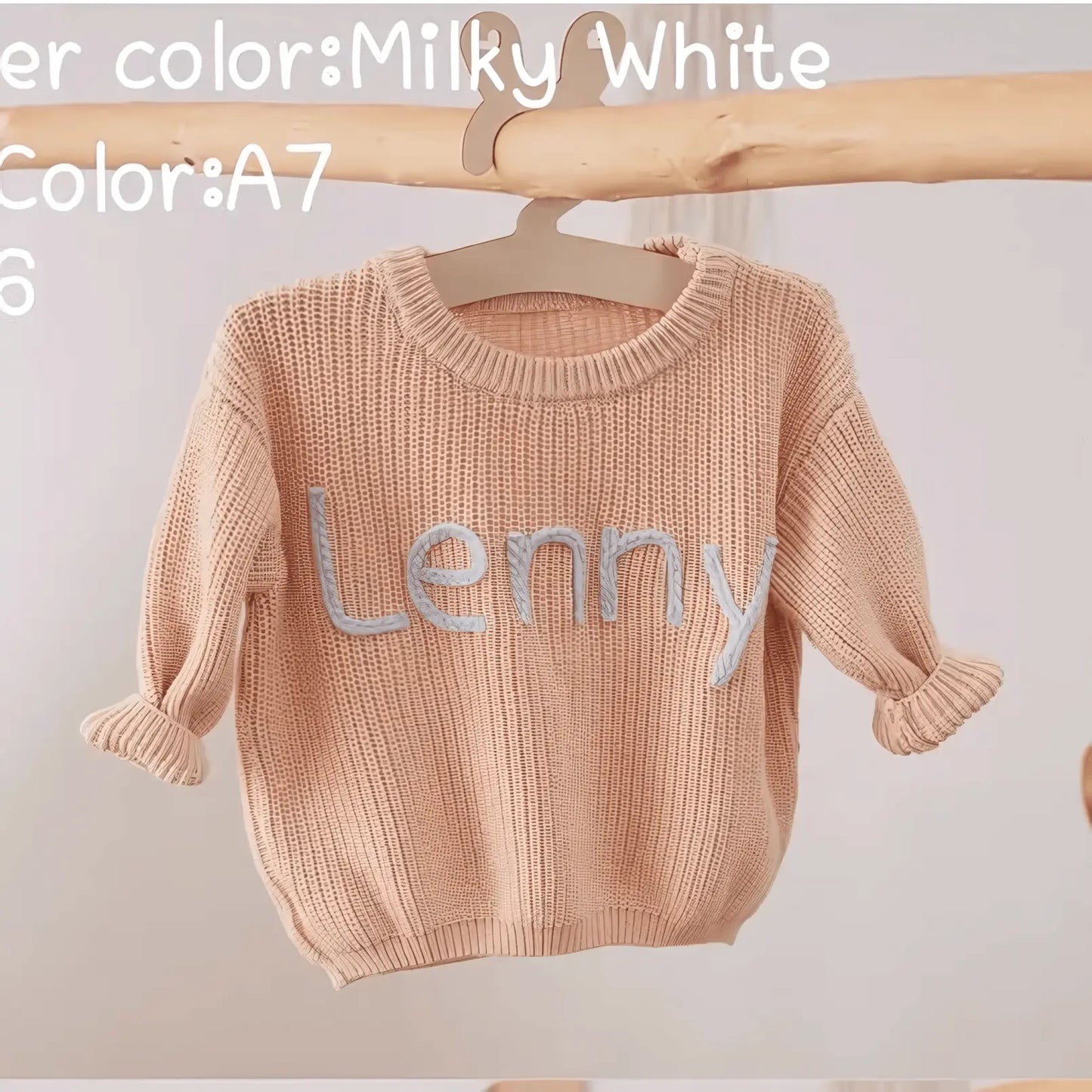 Cotton Hand embroidered Name Baby Sweater - IVORYNN