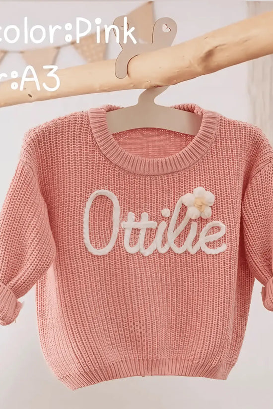 Cotton Hand embroidered Name Baby Sweater - IVORYNN