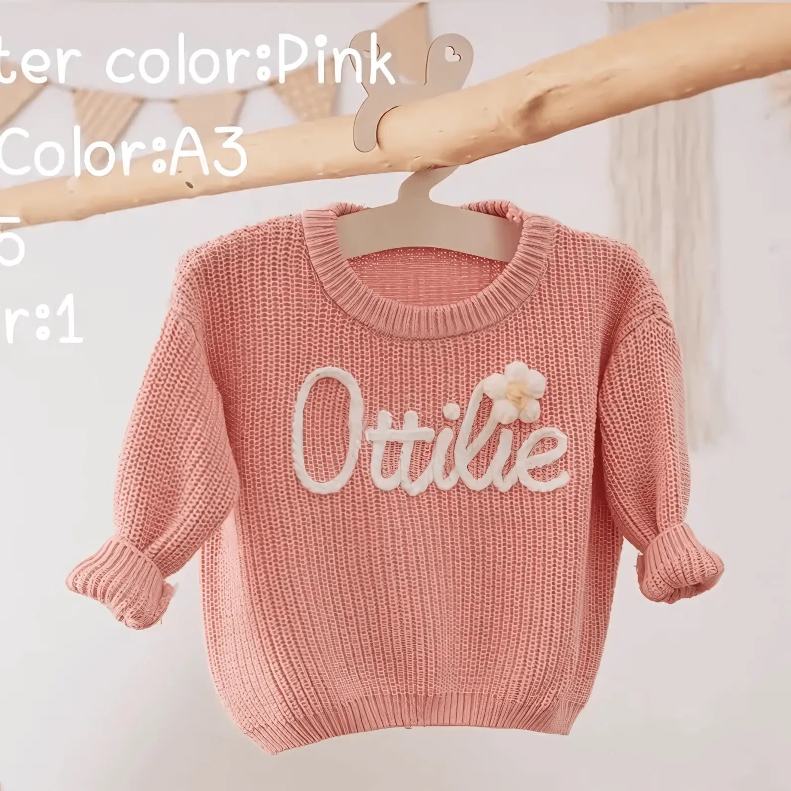 Cotton Hand embroidered Name Baby Sweater - IVORYNN