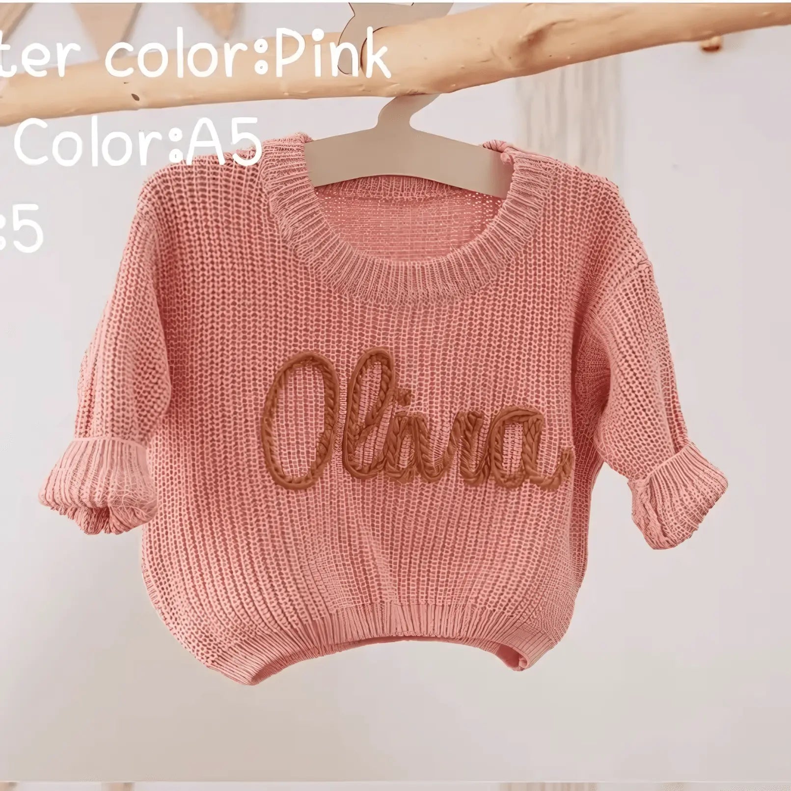 Cotton Hand embroidered Name Baby Sweater - IVORYNN