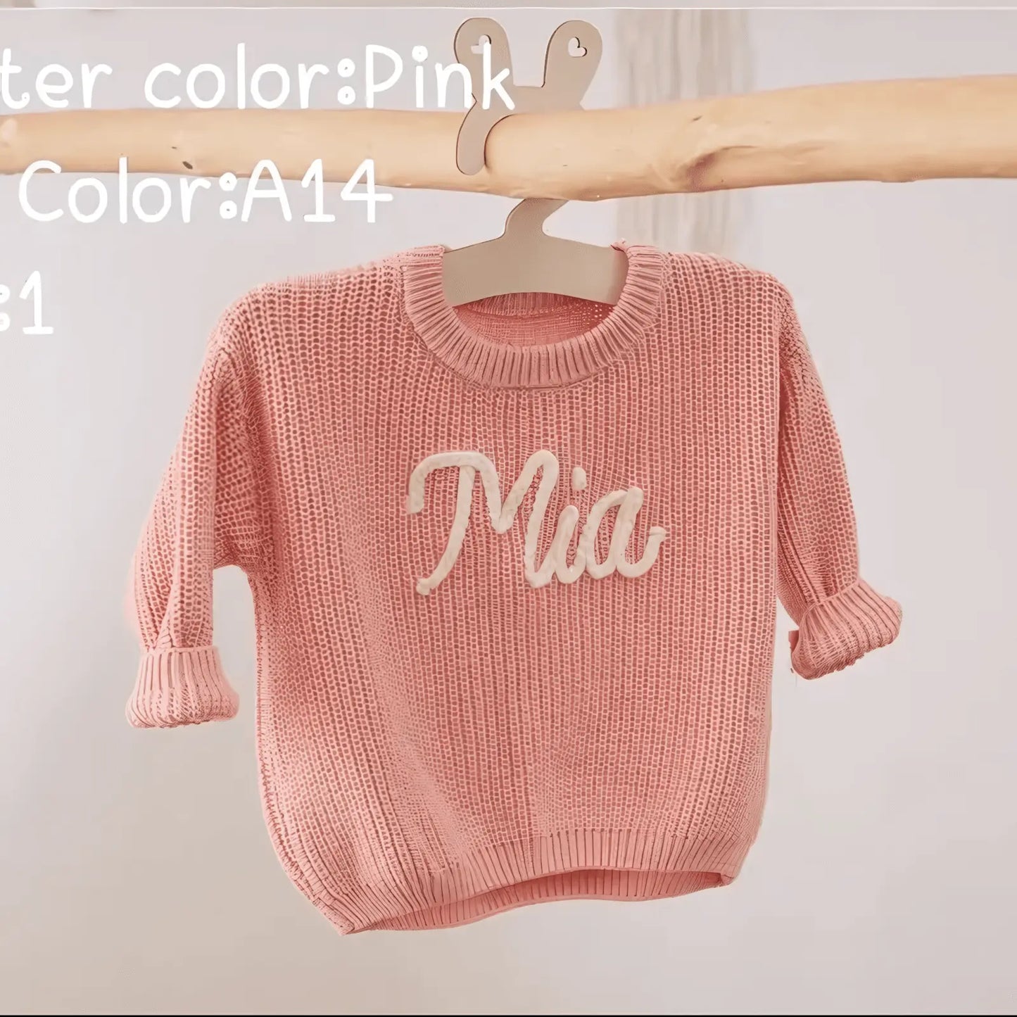 Cotton Hand embroidered Name Baby Sweater - IVORYNN