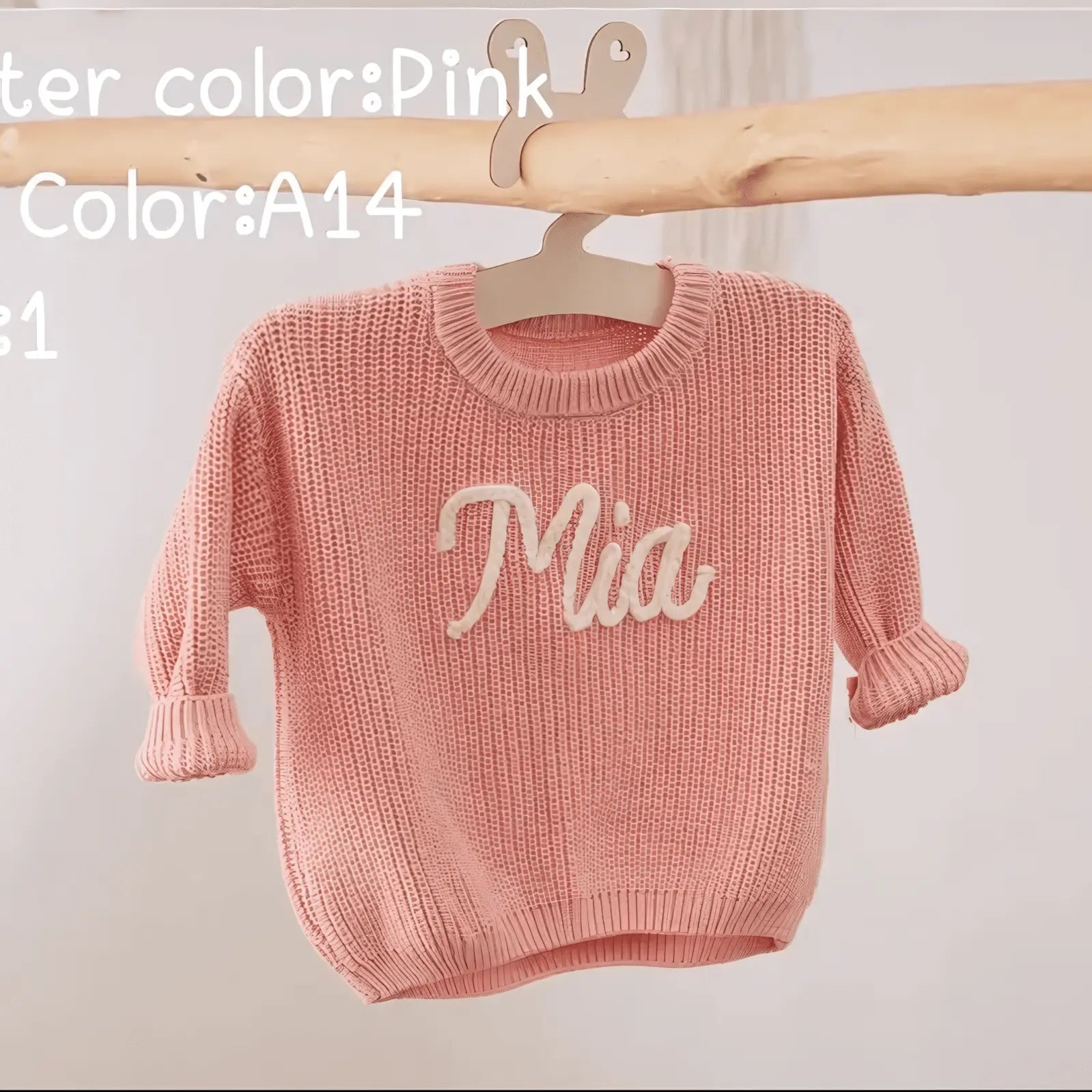 Cotton Hand embroidered Name Baby Sweater - IVORYNN