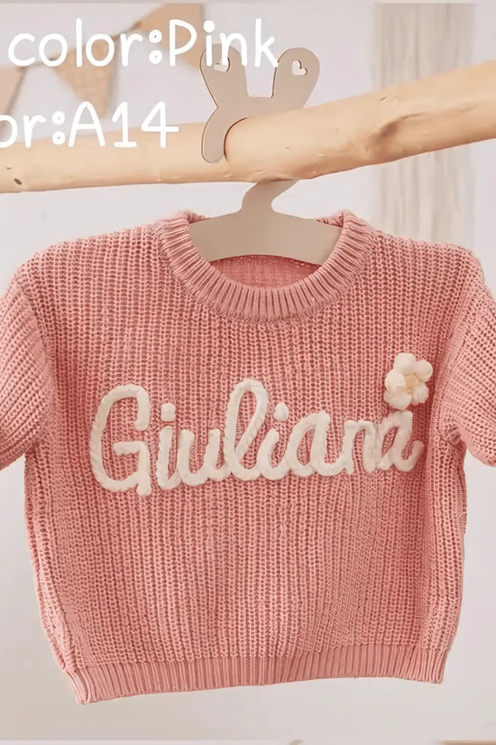 Cotton Hand embroidered Name Baby Sweater - IVORYNN