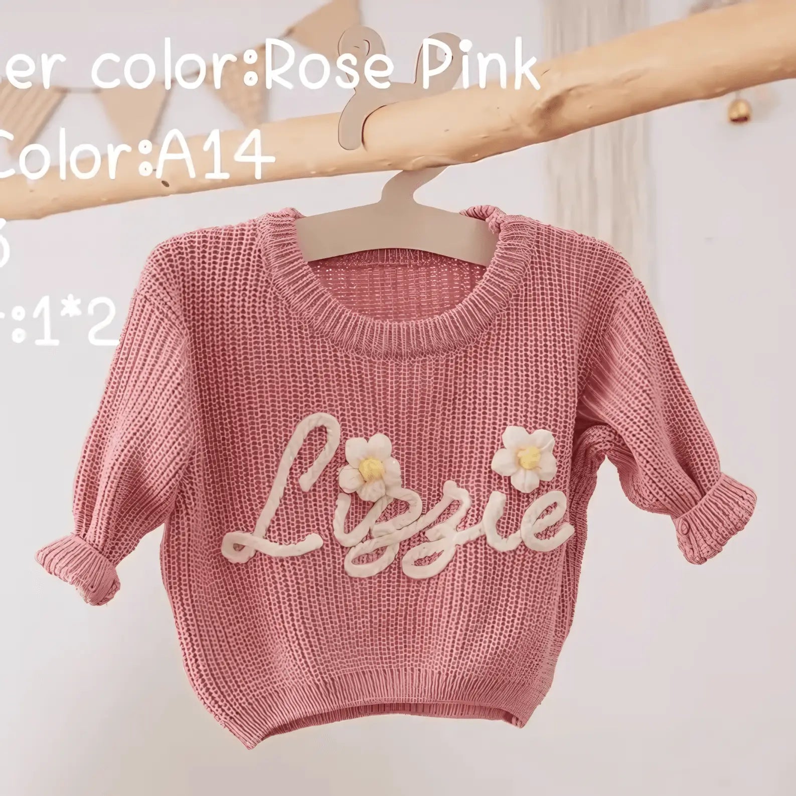 Cotton Hand embroidered Name Baby Sweater - IVORYNN