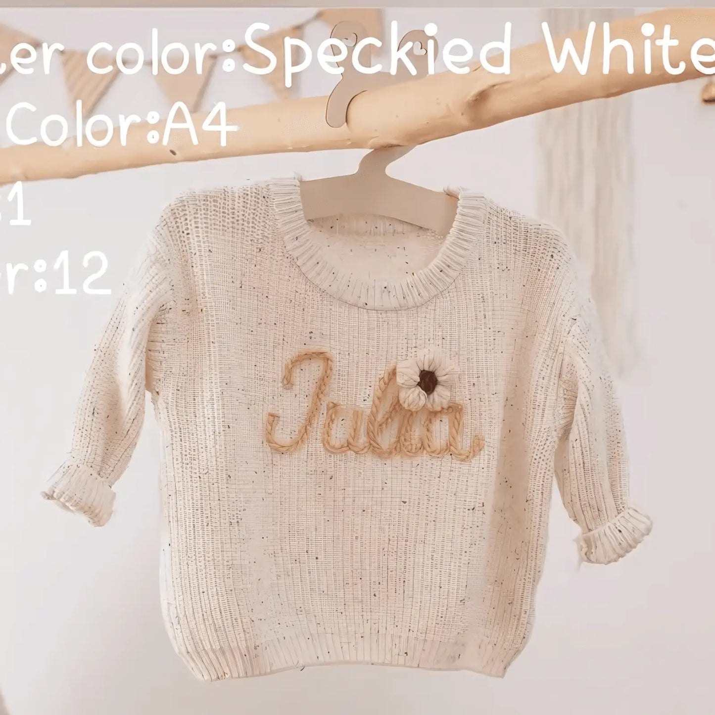 Cotton Hand embroidered Name Baby Sweater - IVORYNN