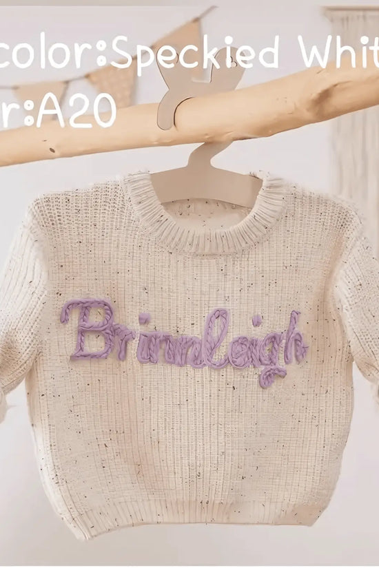 Cotton Hand embroidered Name Baby Sweater - IVORYNN