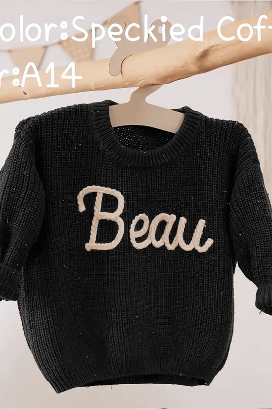 Cotton Hand embroidered Name Baby Sweater - IVORYNN