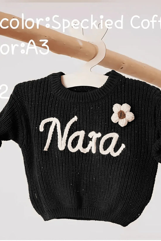 Cotton Hand embroidered Name Baby Sweater - IVORYNN