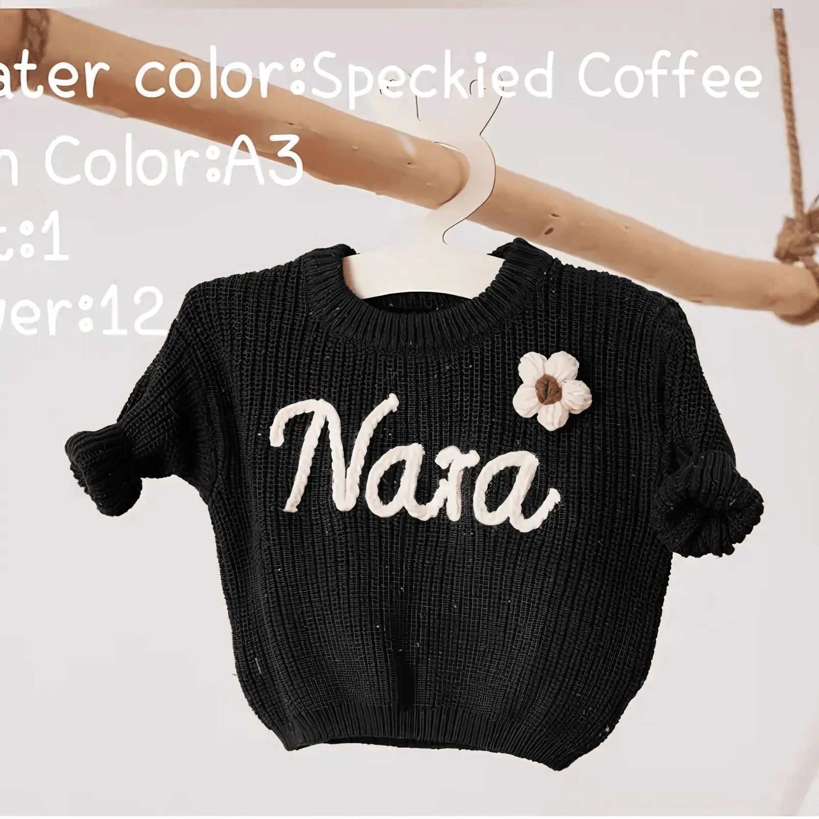 Cotton Hand embroidered Name Baby Sweater - IVORYNN