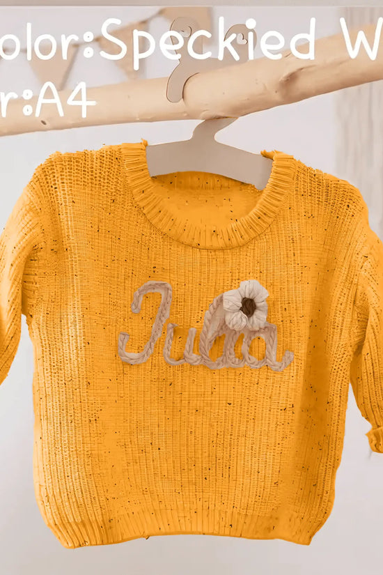 Cotton Hand embroidered Name Baby Sweater - IVORYNN