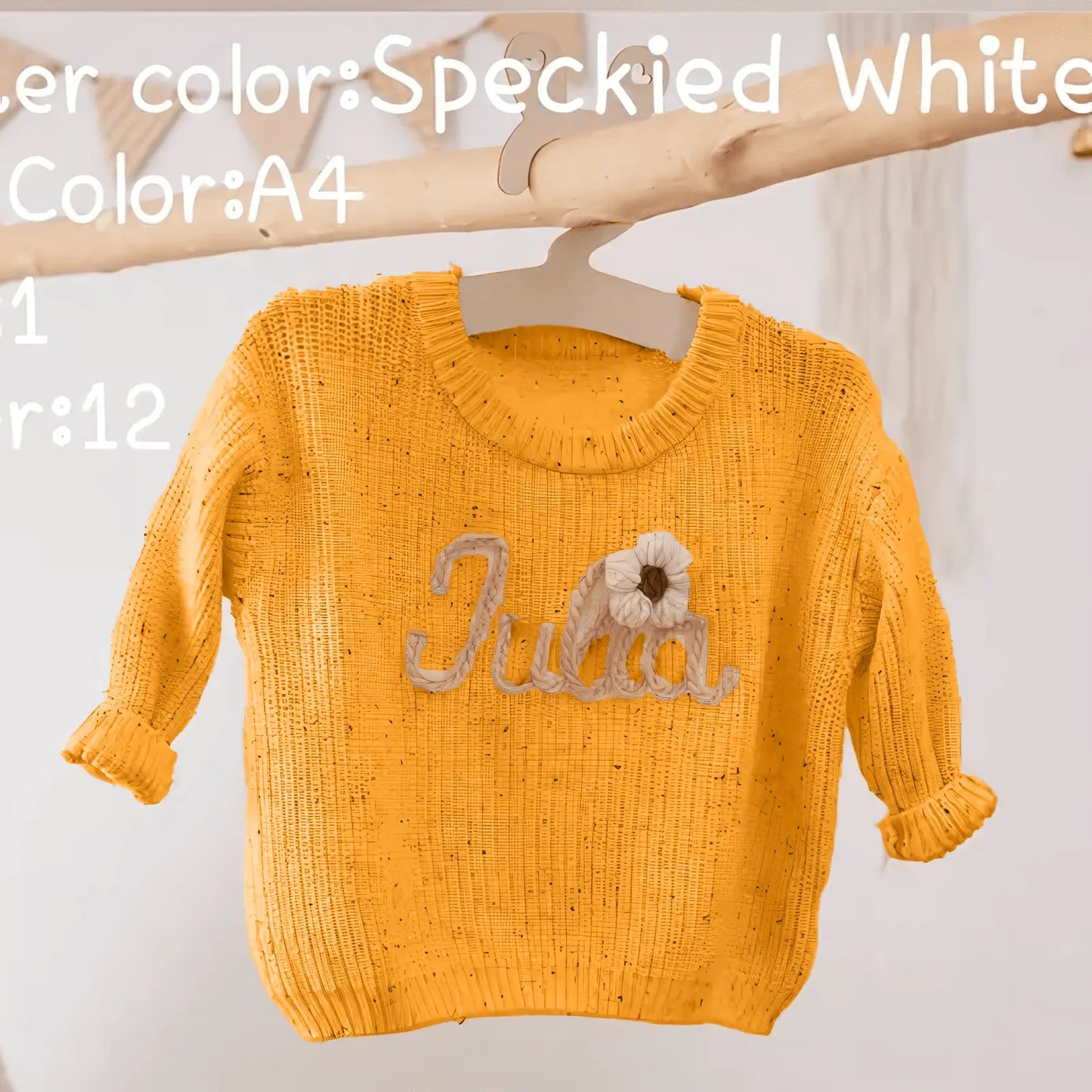 Cotton Hand embroidered Name Baby Sweater - IVORYNN