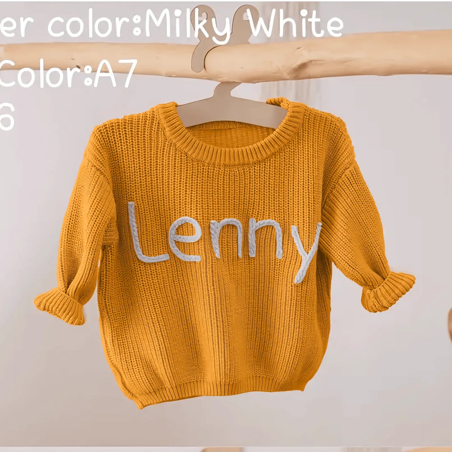 Cotton Hand embroidered Name Baby Sweater - IVORYNN