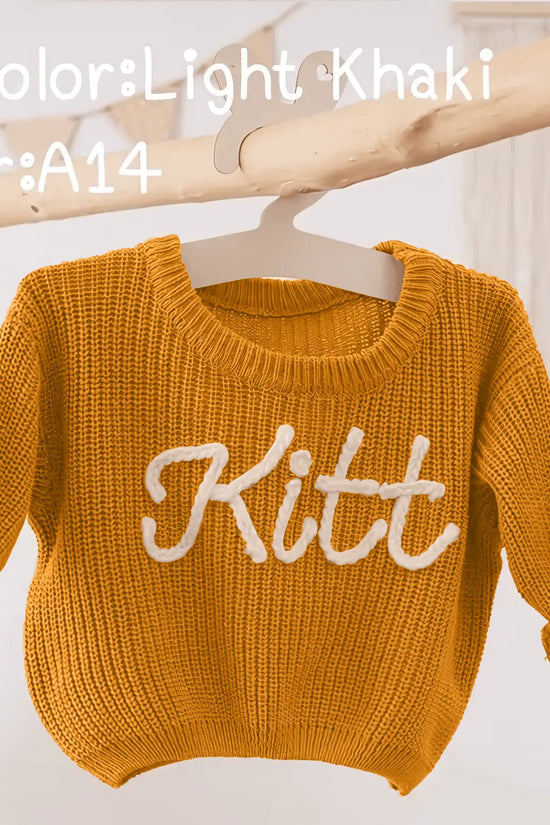 Cotton Hand embroidered Name Baby Sweater - IVORYNN
